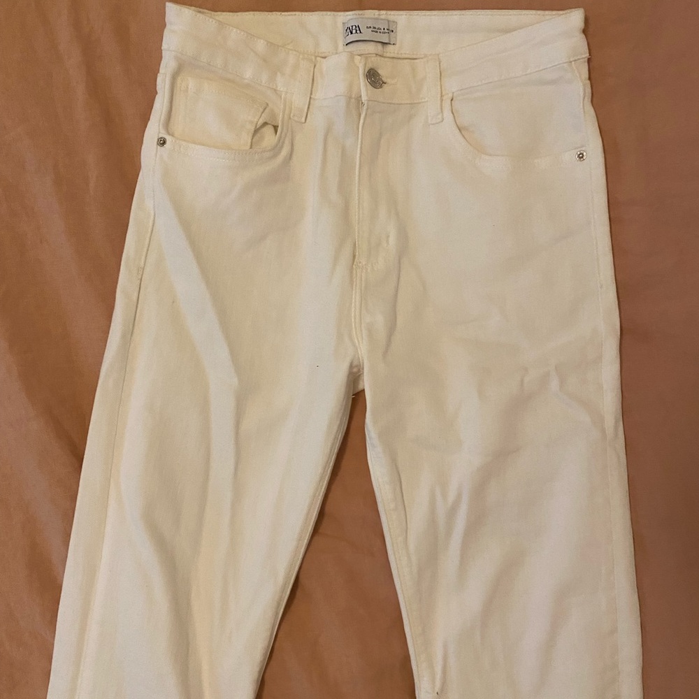 Zara straight leg white jeans